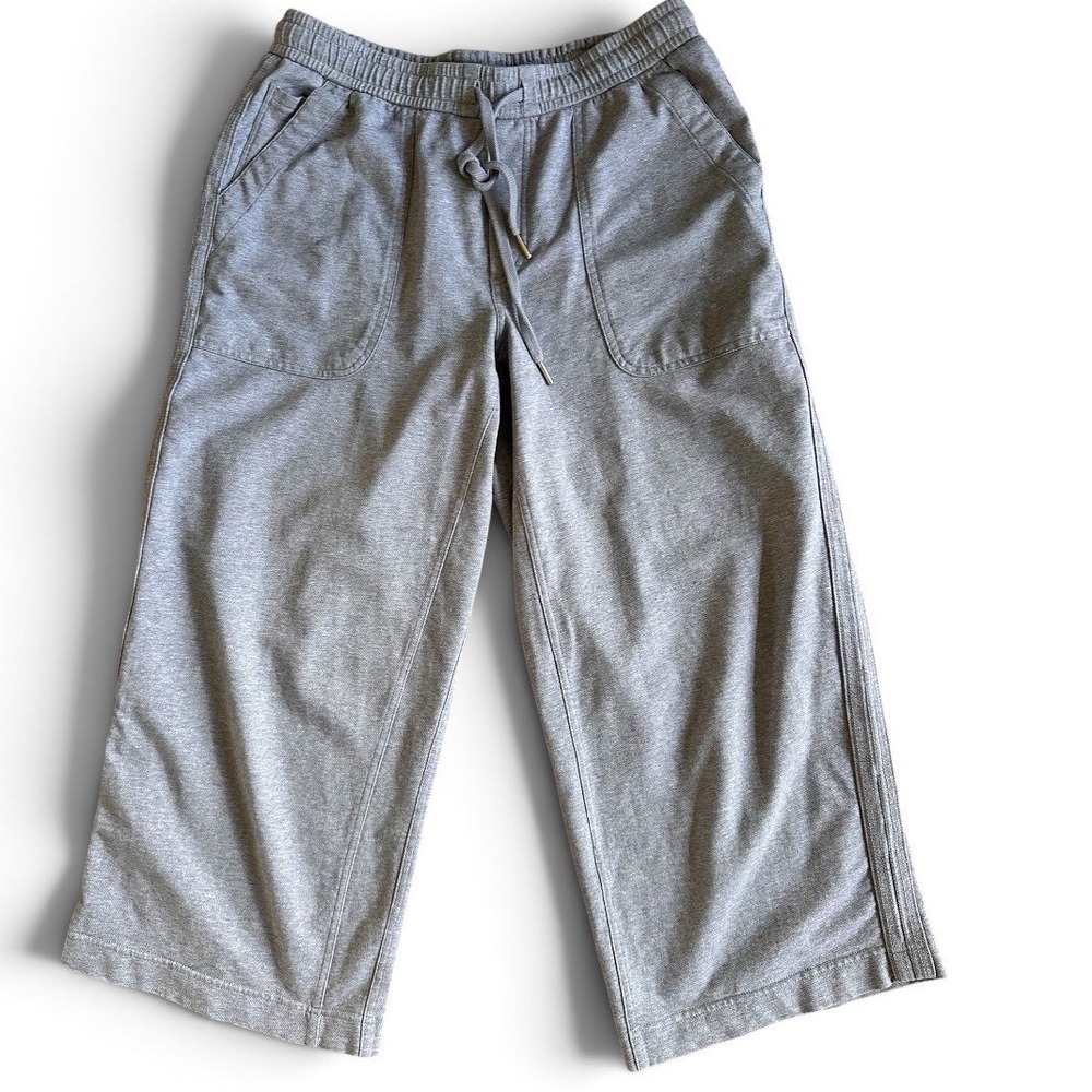Athleta Farallon Heathered Wide Leg Crop Grey Jogger Pants Size 8